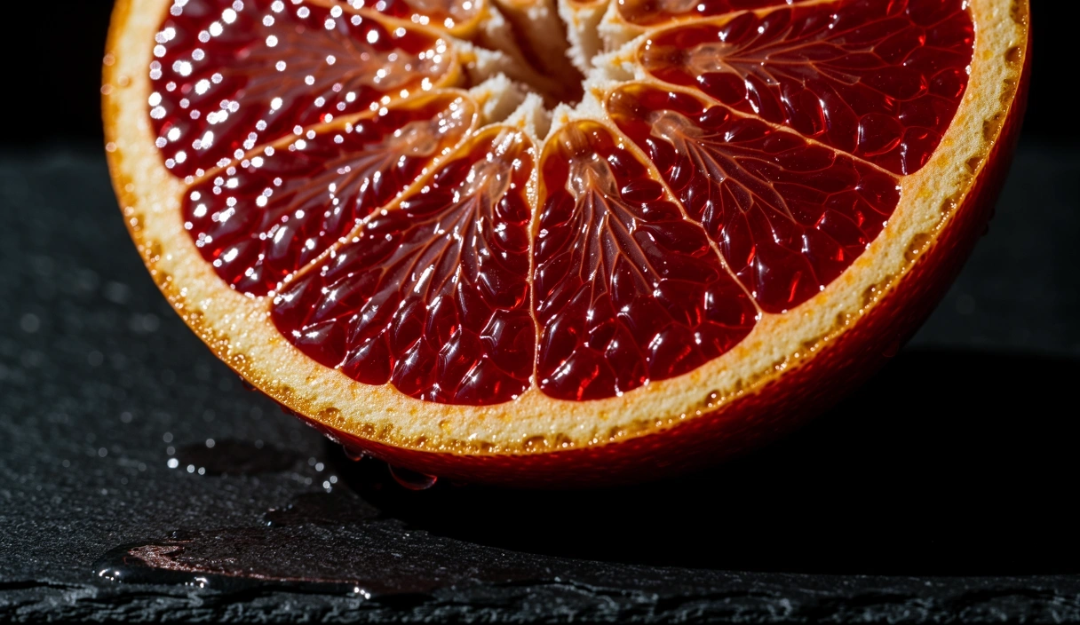 Macro photography of fresh seasonal citrus showcasing nutrient density